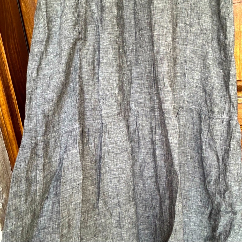 Poetry 100% Linen Gray V-neck 3/4 Sleeve Dress Casual - Picture 7 of 7